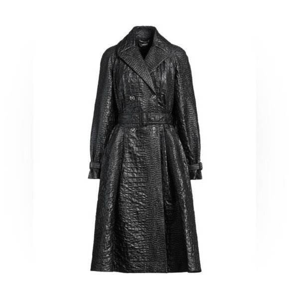 New Authentic Versace Croc-Textured Lacquered A-Line Trench 🧥 Coats - Picture 6 of 16